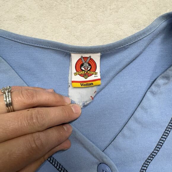 VTG Looney Tunes Shirt Womens 2XL XXL Taz Tazmanian Devil Baseball Jersey Lady - Picture 6 of 9